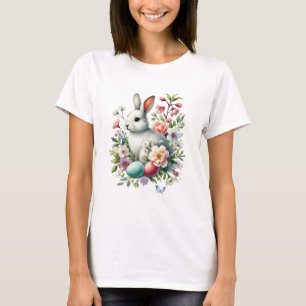 Easter Watercolor Bunny, Eggs & Flowers T-Shirt