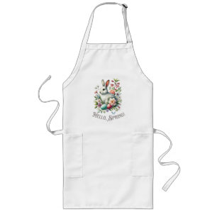 Easter Watercolor Bunny & Eggs Long Apron