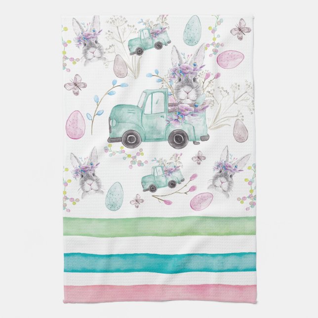 Easter Watercolor Design Tea Towel (Vertical)