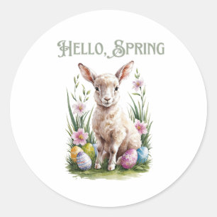 Easter Watercolor Lump, Eggs & Flowers Classic Round Sticker