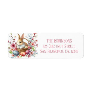 Easter Watercolor Rabbit Eggs and Flowers -  