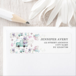 Easter Watercolor Truck Bunny Address