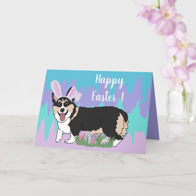 Easter Welsh Corgi Card (Orchid)