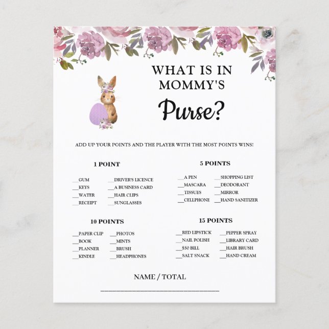 Easter What is in Mommy's Purse Baby Game Card  (Front)