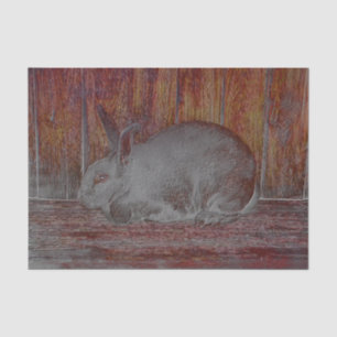 Easter White Bunny Rabbit Brown Wood Grain Art Tissue Paper