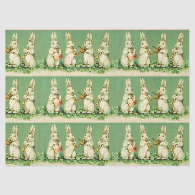 EASTER WHITE RABBIT ORCHESTRA Music Making Rabbits Tissue Paper (Front)