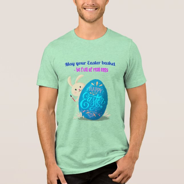 Easter wish for real eggs pastel light green Tri-Blend shirt (Front)