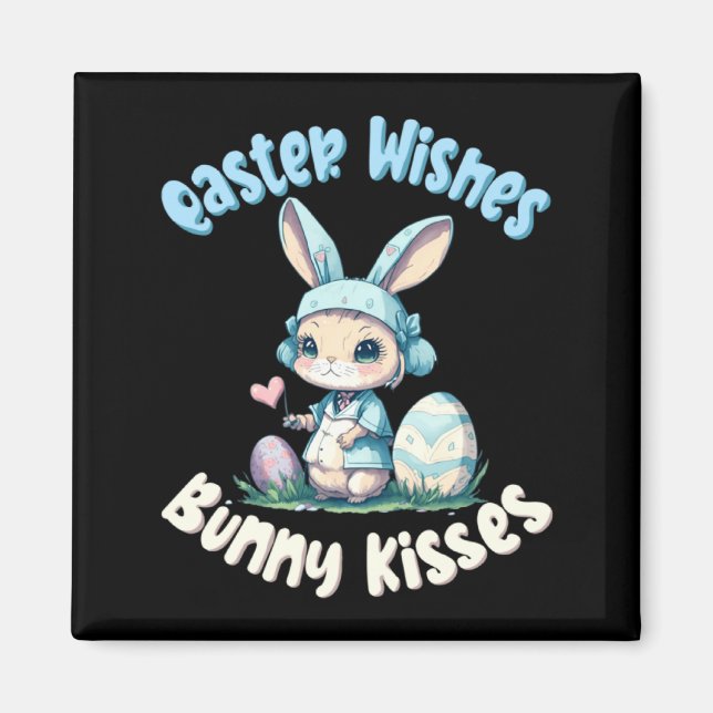 Easter Wishes Bunny Kisses Easter Easter Magnet (Front)
