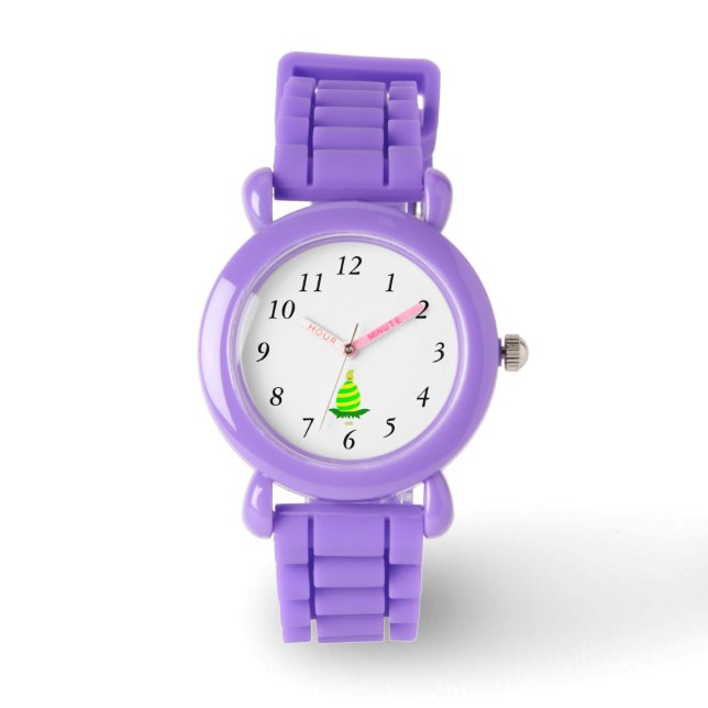 Easter Wishes Kids Red Glitter Strap Watch (Front)