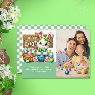 "Easter Wishes! Lovely Bunny with Family Picture" Invitation