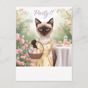 Easter with Siamese Cat Party Invitation 