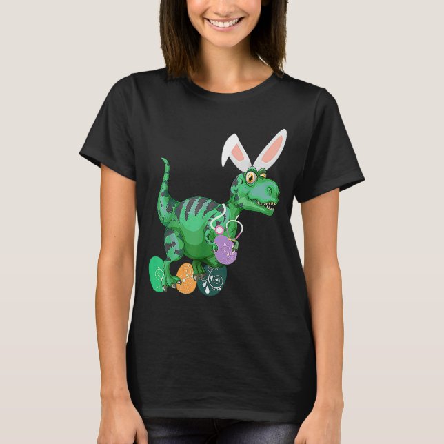 Easter Women Tops for Nurses Doctors  Bunny Dino E (Front)