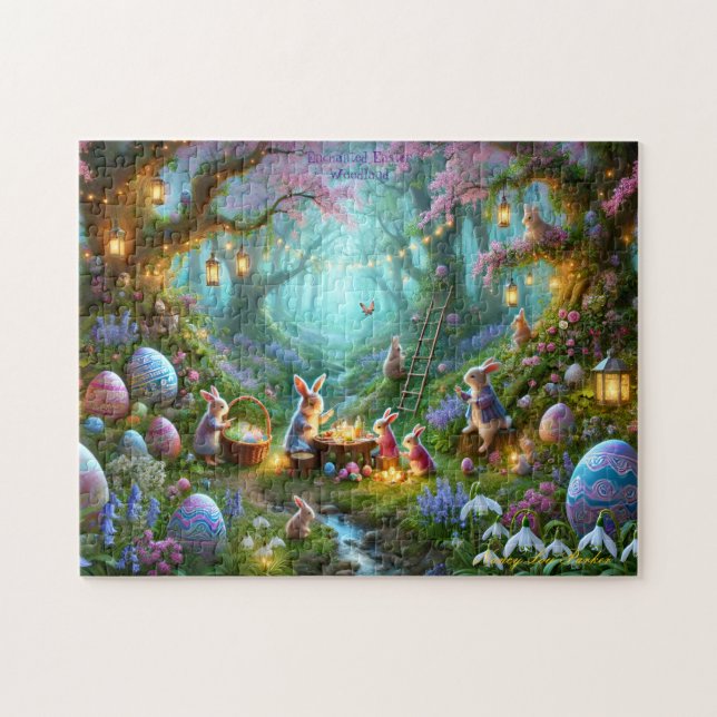 Easter Woodland, Enchanted Forest, Spring Bunnies Jigsaw Puzzle (Horizontal)