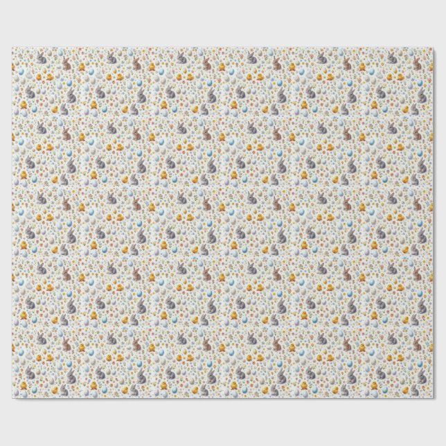 Easter Wrapping Paper - Bunnies, Eggs, and Chicks (Flat)
