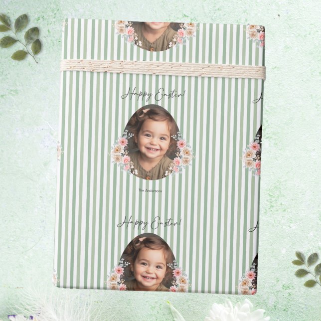 Easter Wrapping Paper with Photo & Family Name (Easter Wrapping Paper with Photo & Family Name)