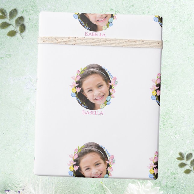 Easter Wrapping Paper with Photo & Name - White (Easter Wrapping Paper with Photo & Name - White)