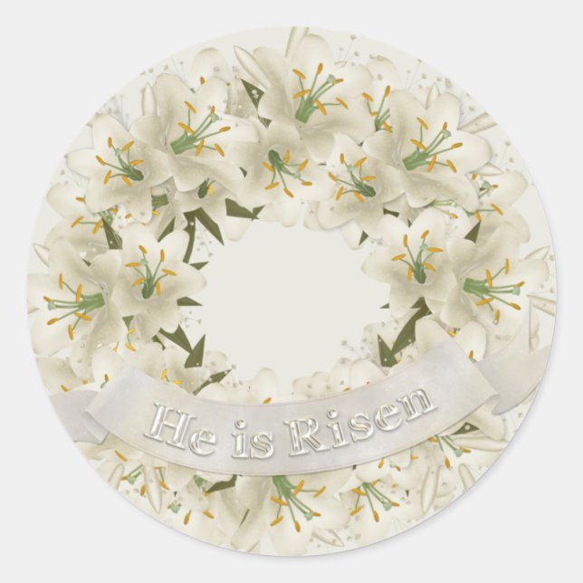 Easter Wreath Classic Round Sticker (Front)