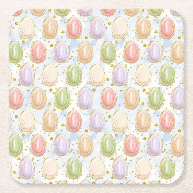 Easter Wreath Square Paper Coaster (Front)