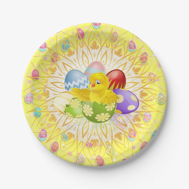 Easter Yellow Chick Paper Plates (Front)