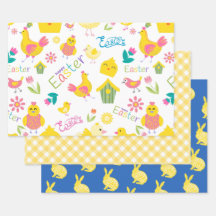 Easter Yellow Cute Chicks and Bunnies
