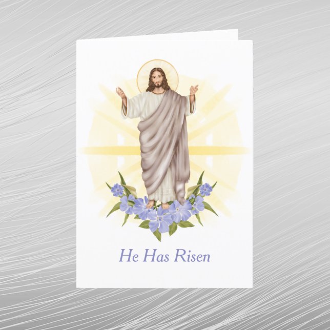 Easter Yellow Jesus Christian Floral Holiday Card (Creator Uploaded)