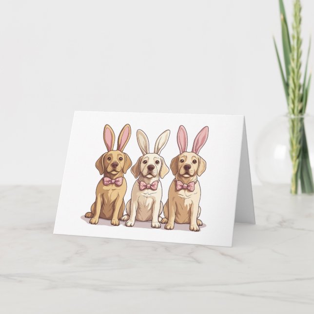 Easter Yellow Labrador Retriever Dogs Card (Front)
