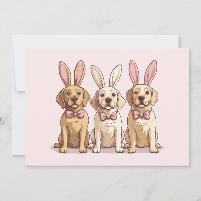 Easter Yellow Labrador Retriever Dogs Holiday Card (Front)