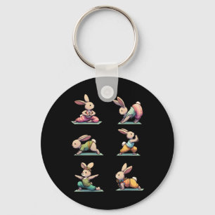 Easter Yoga Bunny Rabbit Spring Celebration Funny Key Ring