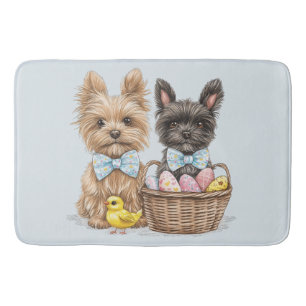 Easter Yorkshire Terrier Dogs Bath Mat