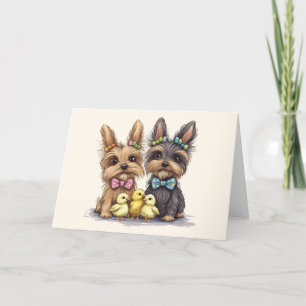 Easter Yorkshire Terrier Dogs Holiday Card