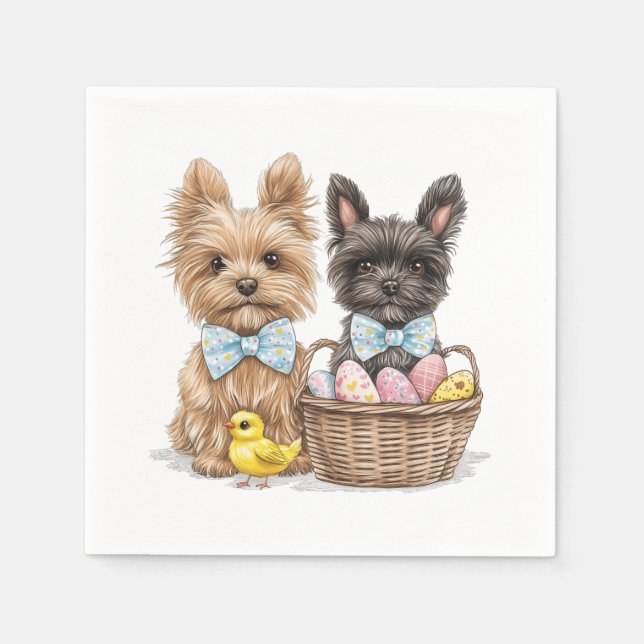 Easter Yorkshire Terrier Dogs Napkin (Front)