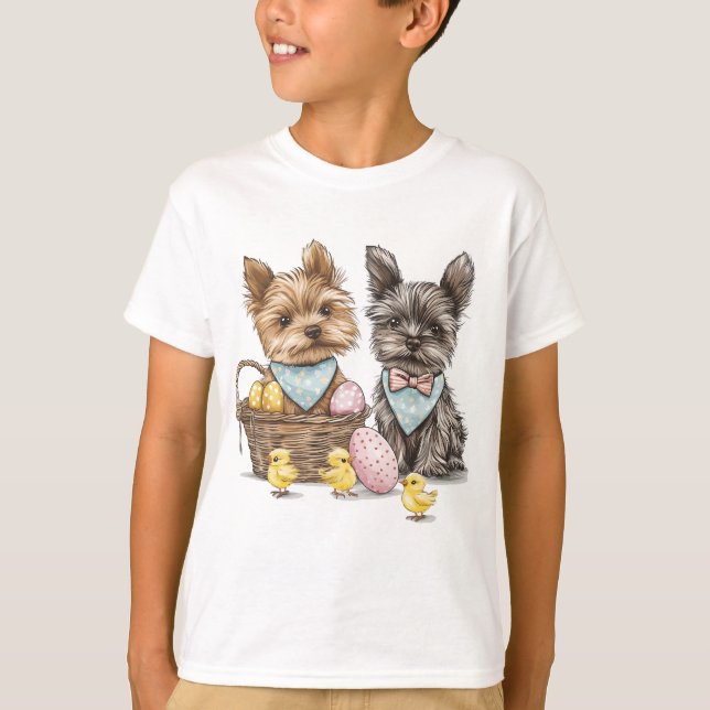 Easter Yorkshire Terrier Dogs T-Shirt (Front)