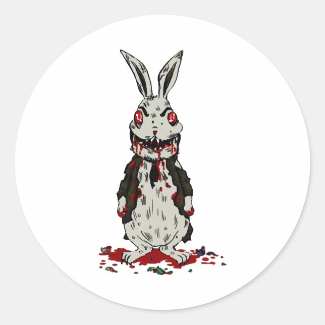 Easter Zombie Rabbit Halloween Bunny Classic Round Sticker (Front)