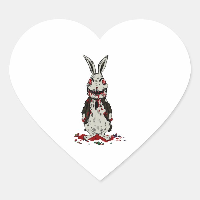 Easter Zombie Rabbit Halloween Bunny Heart Sticker (Front)