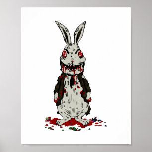 Easter Zombie Rabbit Halloween Bunny Poster