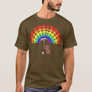 Easterbunny painting rainbow made of happy easter  T-Shirt