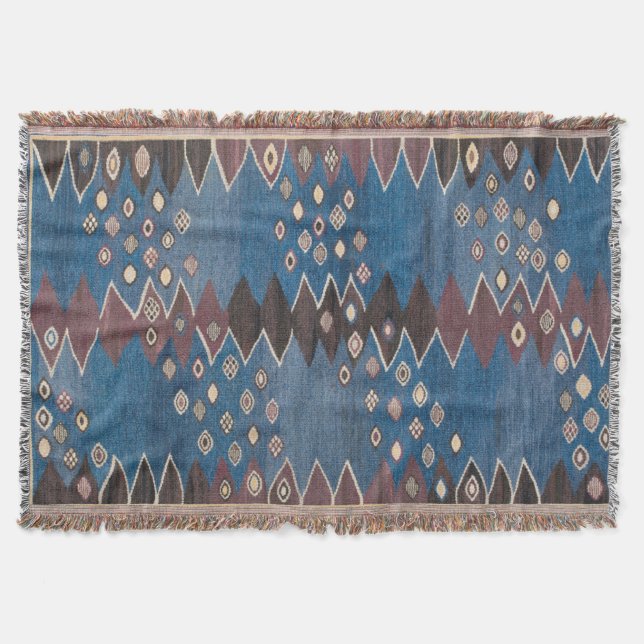 Eastern Accent Vintage Persian Carpet Pattern Throw Blanket (Front)