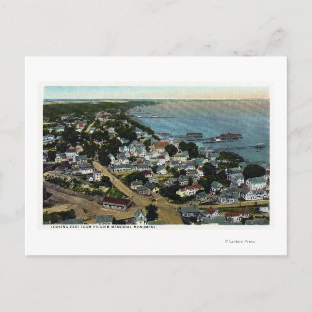 Eastern Aerial View of Town from Pilgrim Postcard (Front)