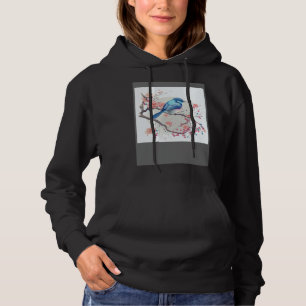 Eastern Blue Bird on Japanese Pink Cherry Blossom Hoodie
