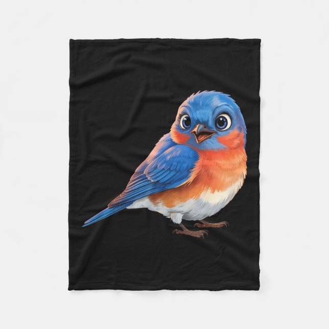 Eastern Bluebird Bird Lovers Illustration Fleece Blanket (Front)