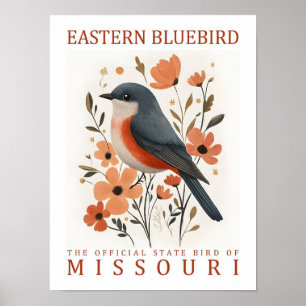 Eastern Bluebird Bird of Missouri USA Travel Poster