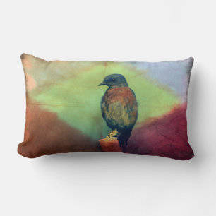Eastern Bluebird -Colourful Diamond- Throw Pillow