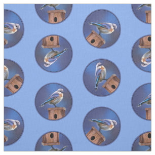 Eastern Bluebird Female Painting Original Bird Art Fabric