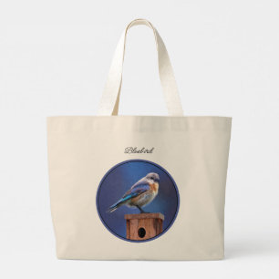 Eastern Bluebird Female Painting Original Bird Art Large Tote Bag