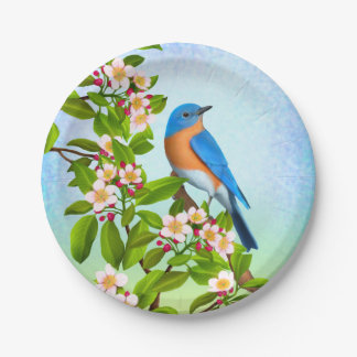 Eastern Bluebird in Apple Blossoms Paper Plates
