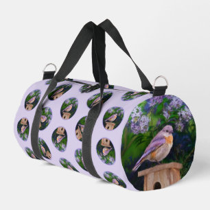 Eastern Bluebird in Lilacs Painting Original Art Duffle Bag
