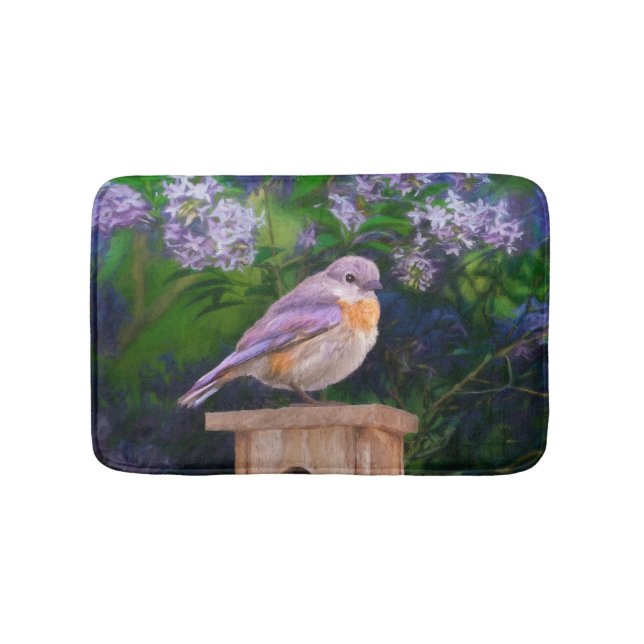 Eastern Bluebird in Snow - Original Photograph Bath Mat (Front)