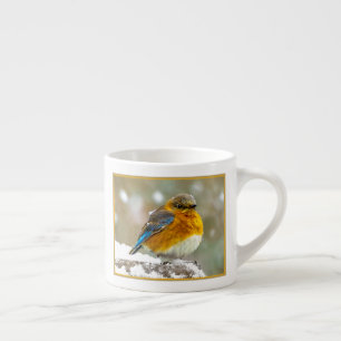 Eastern Bluebird in Snow - Original Photograph Espresso Cup