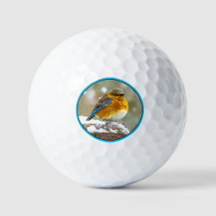 Eastern Bluebird in Snow - Original Photograph Golf Balls
