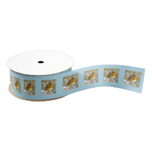 Eastern Bluebird in Snow - Original Photograph Grosgrain Ribbon